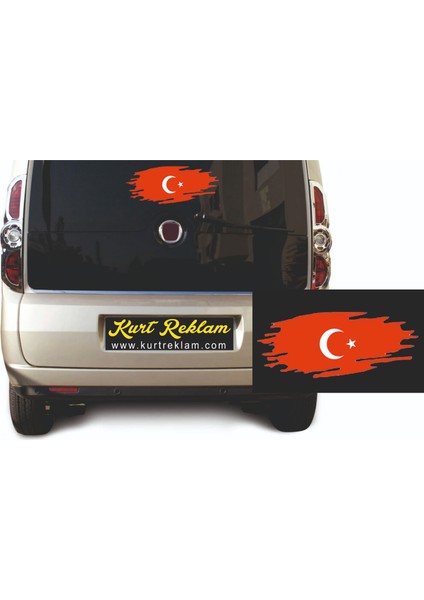 Araç Oto Sticker Dalgalı Türk Bayrağı 25X12,5