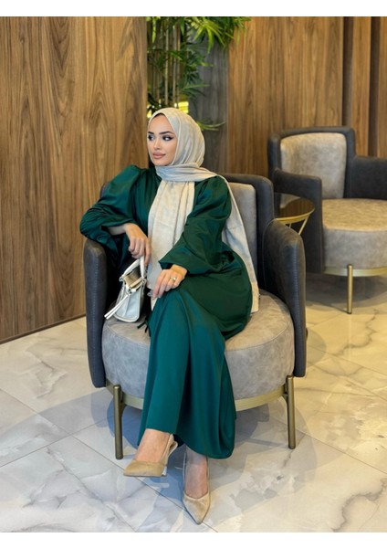 ELB003 Biye Kemerli Saten Elbise