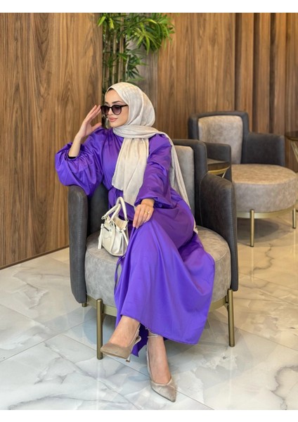 ELB003 Biye Kemerli Saten Elbise
