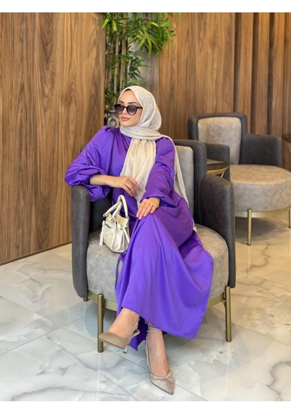 ELB003 Biye Kemerli Saten Elbise