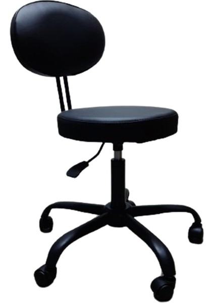 Sırtlıklı Tabure Siyah Metal Ayaklı