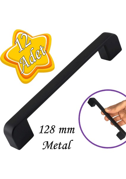 12 Adet Oval Marmara Kulp 128 mm Siyah Mutfak Kulpu Çekmece Dolap Kapak Kulbu Metal Mobilya Dolabı
