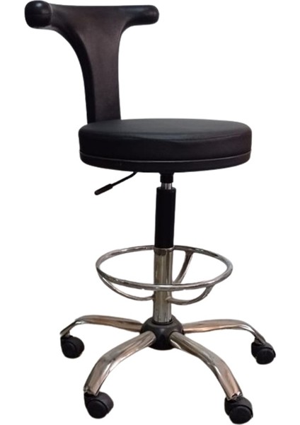 Polyüretan Sırtlıklı Çemberli Laboratuvar Taburesi