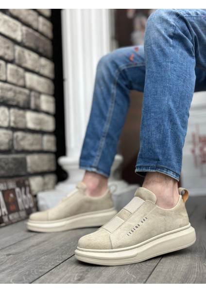 BA0307 Boa Kalın Süet Yüksek Taban Çift Bant Bej Erkek Ayakkabı fiyatları