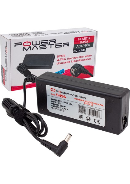 Powermaster PM-5496 19 Volt 4.74 Amper 5.5 2.5 Uçlu Toshiba Laptop Notebook Adaptörü Şarj Cihazı