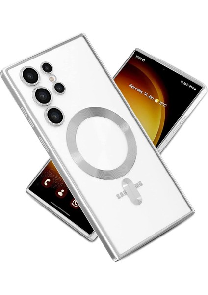 Samsung Galaxy S24 Ultra Kılıf Şeffaf Magsafe Lens Korumalı Mat Kross Silikon Kapak