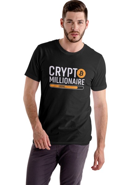 Bitcoin Tişört Siyah Cyrpto Millionare Tshirt