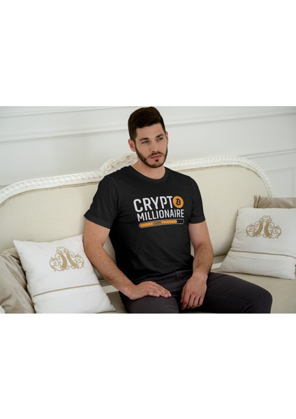 Bitcoin Tişört Siyah Cyrpto Millionare Tshirt