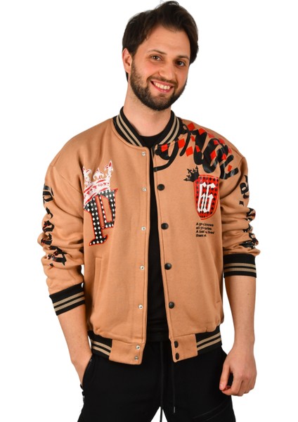 Kolları Önü ve Arkası Baskılı Üç Iplik Çıtçıtlı Kolej Mont 2304764