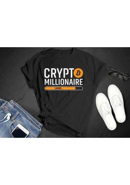 Bitcoin Tişört Siyah Cyrpto Millionare Tshirt