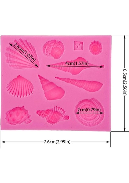 Adin Tasarım Deniz Kabuğu Silikon Kalıp 10LU Şeker Hamuru Sabun Mum Kokulu Taş Epoksi Pasta Çikolata Buz Kalıbı