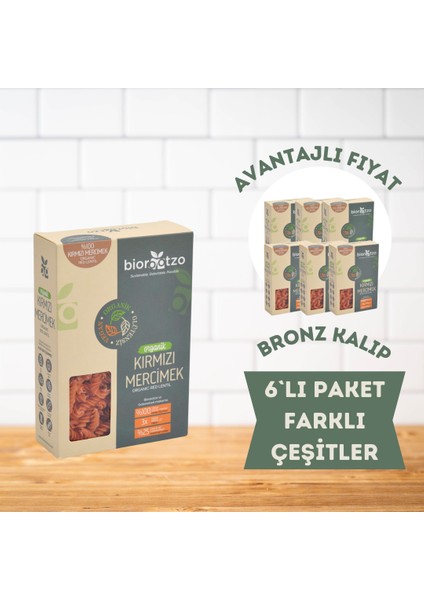 Artizan Bronz Kalıp Organik Glütensiz Vegan Kırmızı Mercimek Karışık 6 Paket x 200 gr