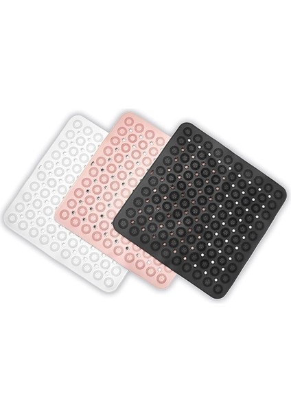 Main Shop Kare Masajlı Silikon Banyo & Duş Kaydırmazı Antrasit Renk 2 Adet 54x54 cm