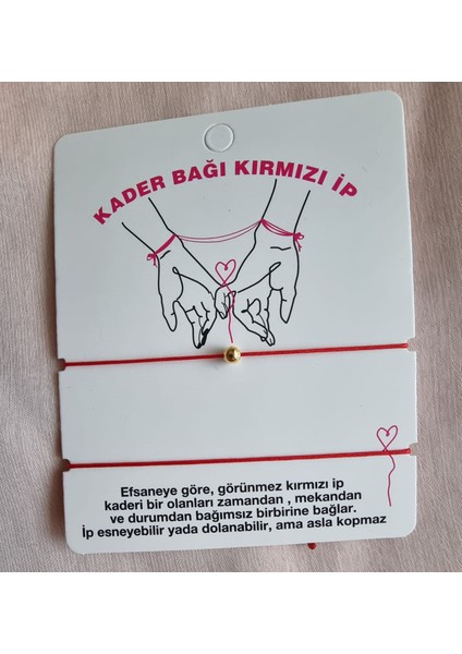 Kader Bağı Kırmızı Ip Top Boncuk Çift Bileklik