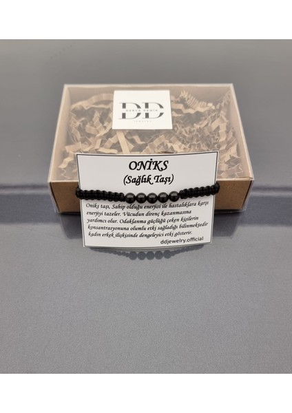 Oniks Taşı Siyah Makrome Bileklik