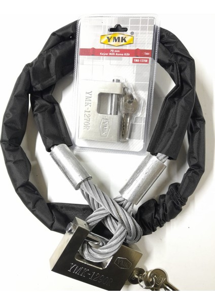 2 Metre 10 mm Çelik Halat Yuma Kilitli Motorsiklet Bağlama Halat Motosiklet Zincir Kılıflı