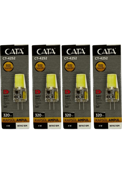 CT-4252 4W 12V 6400K (Beyaz Işık) G4 Duylu LED Kapsül Ampul (4 Adet)