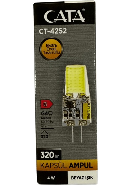 CT-4252 4W 12V 6400K (Beyaz Işık) G4 Duylu LED Kapsül Ampul (4 Adet)