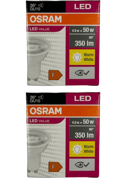 PAR16 4.5W (50W) 2700K (Sarı Işık) GU10 Duylu LED Spot (2 Adet)