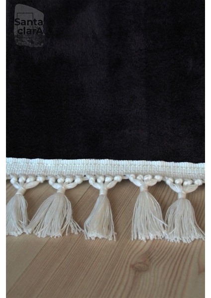 Siyah Dikdörtgen Püskül Saçaklı Post Halı Peluş Yumuşak Kaymaz Dot Taban fiyatları