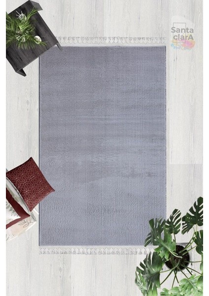 Gri Dikdörtgen Püskül Saçaklı Post Halı Peluş Yumuşak Kaymaz Dot Taban fiyatları