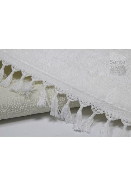 Beyaz Oval Püskül Saçaklı Post Halı Peluş Yumuşak Kaymaz Dot Taban fiyatları