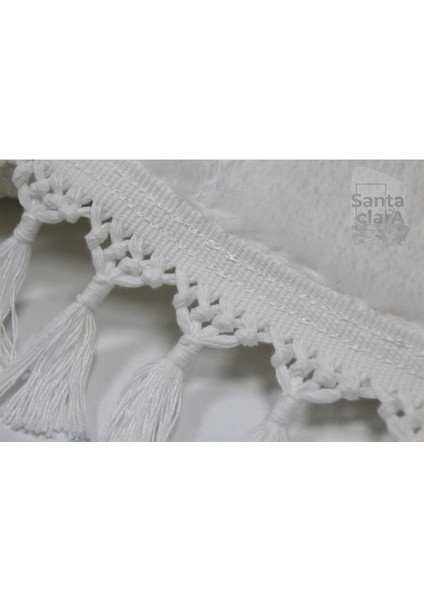 Beyaz Oval Püskül Saçaklı Post Halı Peluş Yumuşak Kaymaz Dot Taban modelleri