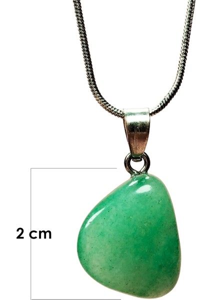 Yeşim Taşı Doğal Taşı Zincirli El Yapımı Kolye Uç: 2 cm Zincir: 20 cm Kutulu