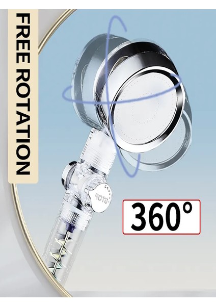 Yüksek Basınçlı Turbo Rainbow Spiral Pervaneli Duş Başlığı El Duşu - 408SP