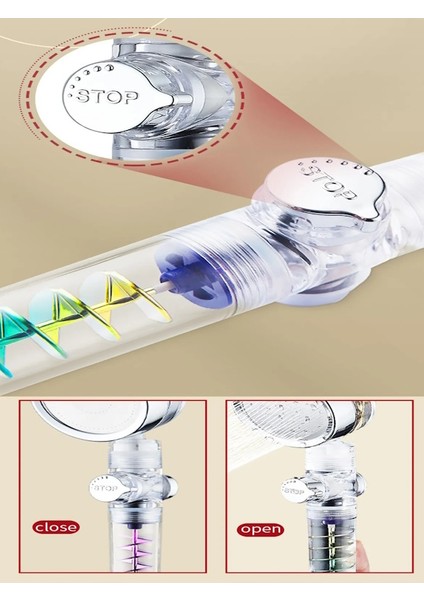 Yüksek Basınçlı Turbo Rainbow Spiral Pervaneli Duş Başlığı El Duşu - 408SP