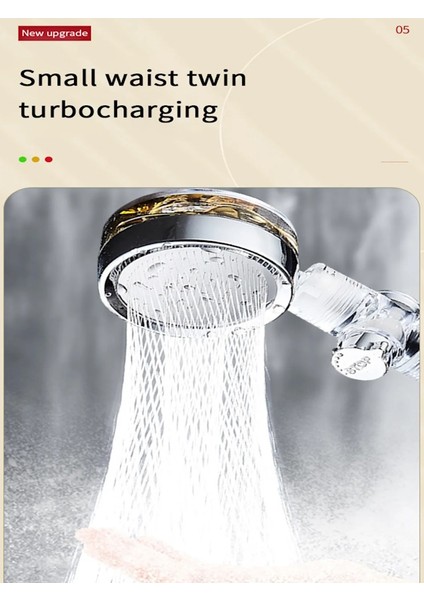 Yüksek Basınçlı Turbo Rainbow Spiral Pervaneli Duş Başlığı El Duşu - 408SP