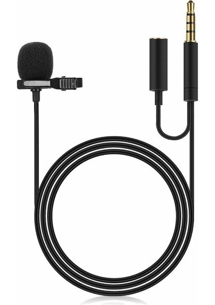Powermaster JH-043-A Cep Telefonu Için 3.5 mm Jack Girişli Youtuber Yaka Mikrofonu Mikrofon ve Kulaklık Girişli