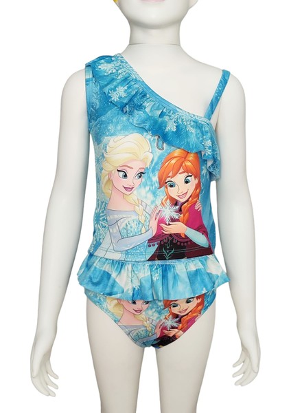 Frozen Baskılı Fırfırlı 2 Parça Bikini Kız Çocuk Bikini