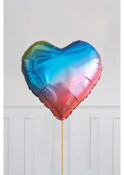 Gökkuşağı Renkleri Kalp Folyo Balon 18INÇ 45CM