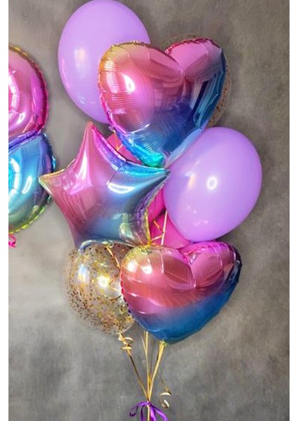 Gökkuşağı Renkleri Kalp Folyo Balon 18INÇ 45CM fiyatları