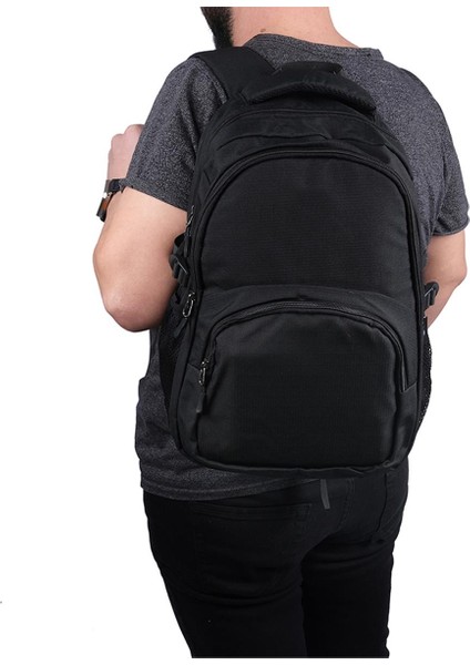 Okul ve Günlük Laptop Bölmeli Sırt Çantası Siyah