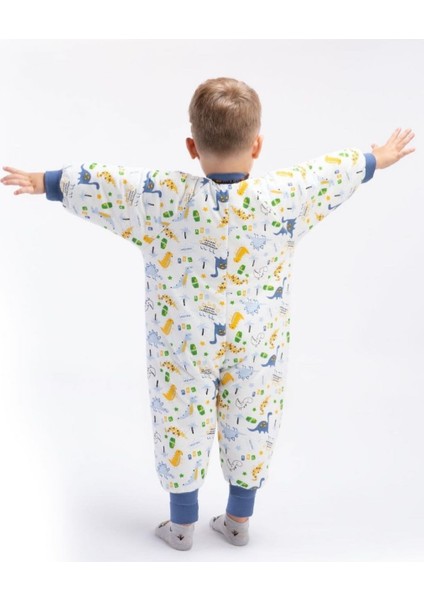 Kışlık Uzun Kol Çift Kat Organik Pazen Unicorn Pamuk Çocuk Bebek Uyku Tulumu 2,5 Tog