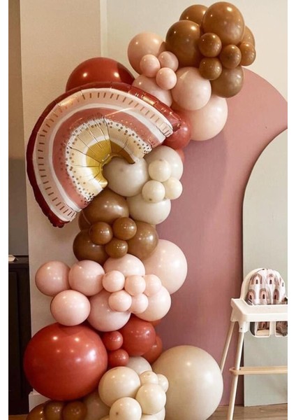 Boho Gökkuşağı Folyo Balon Retro Balonlar 76CM modelleri