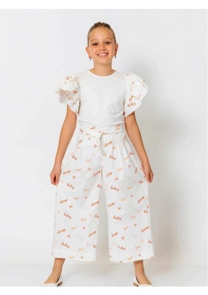 Kız Çocuk Fırfırlı Bluz Geniş Paça Pantolontakım