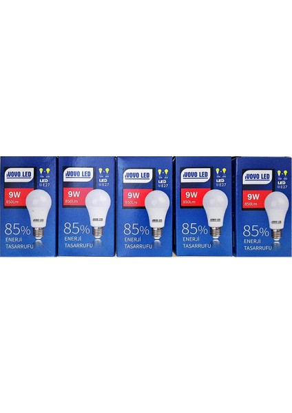 Ivovo 9W E27 Duy LED Ampul Beyaz Renk 6500 Kelvin 850 Lümen 5 Adet