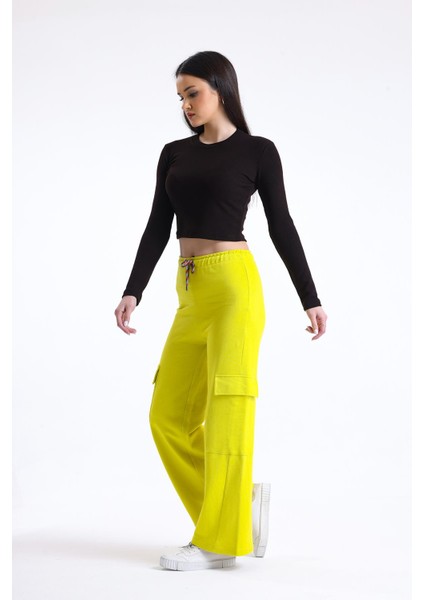 Kahverengi Bisiklet Yaka Uzun Kollu Fitilli Kaşkorse Crop Bluz