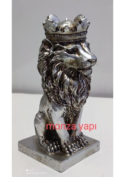 Dekoratif Küçük Aslan Kral Gri 16 cm Polyester Biblo Hediyelik