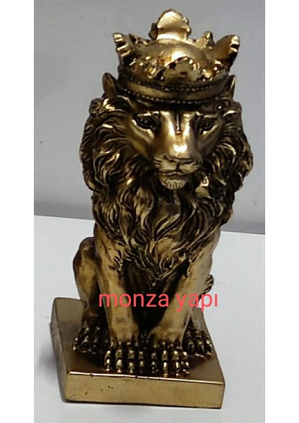 Dekoratif Küçük Aslan Kral Altın 16 cm Polyester Biblo Hediyelik