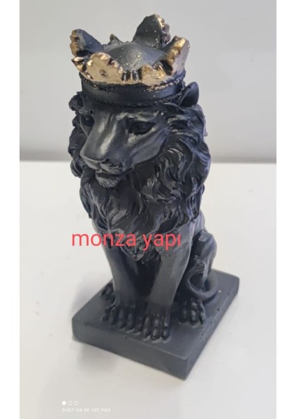 Dekoratif Küçük Aslan Kral Siyah 16 cm Polyester Biblo Hediyelik