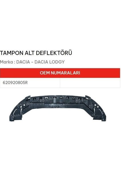 Dacia Lodgy Ön Tampon Alt Muhafazası Deflektörü 620920805R *ns* fiyatları