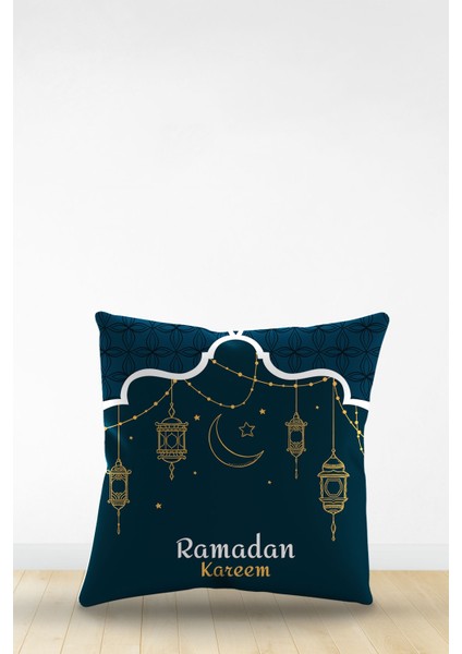Çift Tarafı Dijital Baskılı Dekoratif Suni Deri Ramazan (Ramadan) Temalı Kırlent Kılıfı