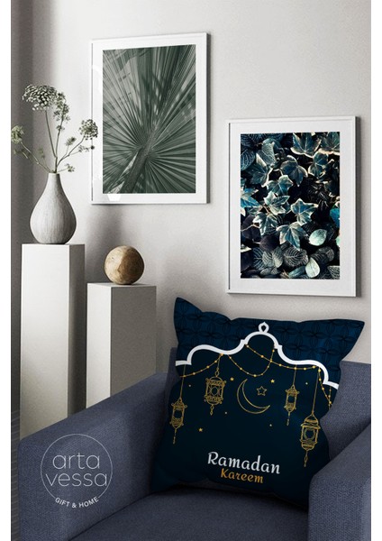 Çift Tarafı Dijital Baskılı Dekoratif Suni Deri Ramazan (Ramadan) Temalı Kırlent Kılıfı fiyatları