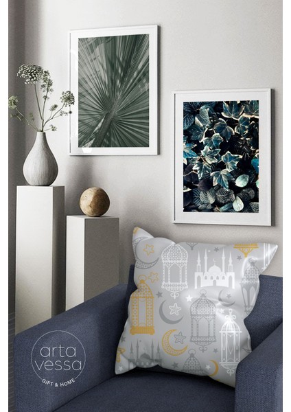 Çift Tarafı Dijital Baskılı Dekoratif Suni Deri Ramazan (Ramadan) Temalı Kırlent Kılıfı fiyatları