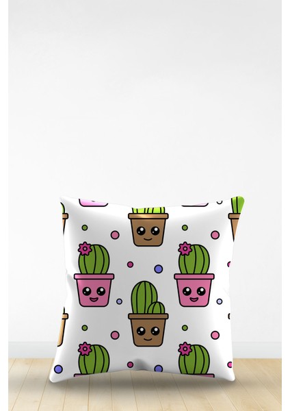 Çift Tarafı Dijital Baskılı Dekoratif Suni Deri Kırlent Kılıfı