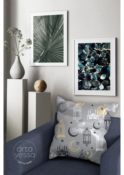 Çift Tarafı Dijital Baskılı Dekoratif Suni Deri Ramazan (Ramadan) Temalı Kırlent Kılıfı fiyatları